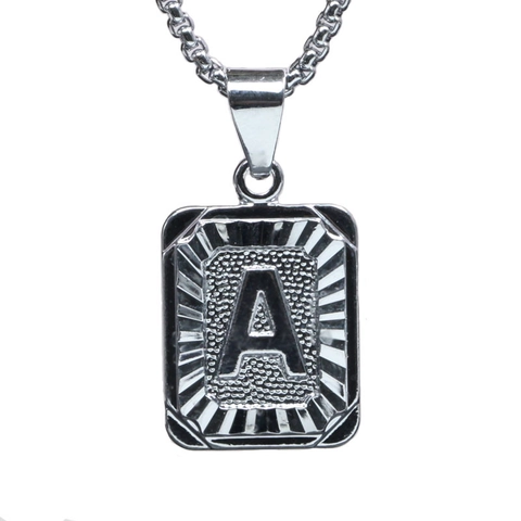 Vintage Rechteckiger Kupfer Versilberter Initialen Alphabet Anhänger Für Damen Herren Großbuchstaben A-Z Charm Schmuckherstellung Zubehör