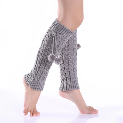 Dames Winter Verdikte Kabelpatroon Beenwarmers Met Pompons Trekkoord Warme Gebreide Boot Cuffs Over Calf Sokken Sieraden