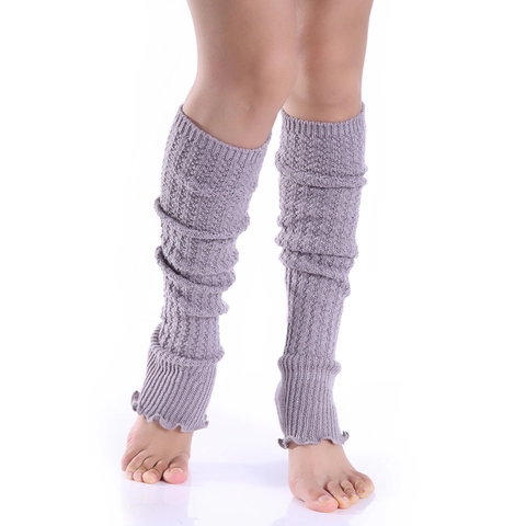 Calentadores de Piernas de Punto para Mujer Volantes Borde de Lechuga Sobre la Rodilla Acrílico Color Sólido Invierno Cálido