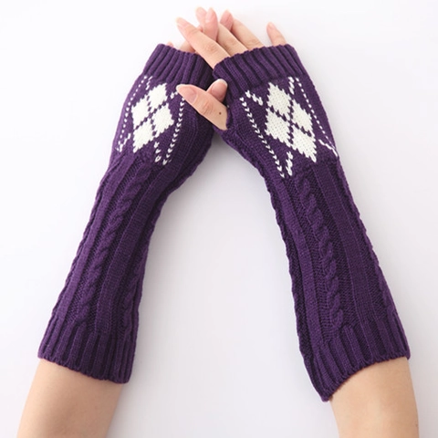 Dames Winter Gebreide Armwarmers Lange Argyle Patroon Vingerloze Handschoenen Warme Kabelgebreide Handwarmers Outdoor Mode Accessoires