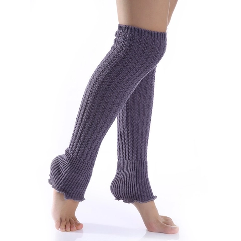 Calentadores de Piernas de Punto para Mujer Volantes Borde de Lechuga Sobre la Rodilla Acrílico Color Sólido Invierno Cálido