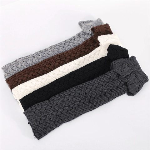 Damen Beinstulpen Zopfmuster Gehäkelt Hohl Gitter Overknee Stulpen Acryl Warm Boot Cuffs Fußlose Socken Zubehör