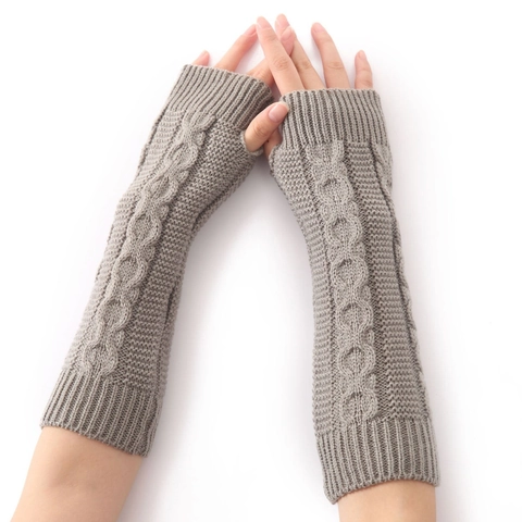 Unisex Lange Kabel Gebreide Vingerloze Handschoenen Acryl Duimgat Armwarmers Winter Warme Polswarmers Mouwen Voor Heren Dames Casual