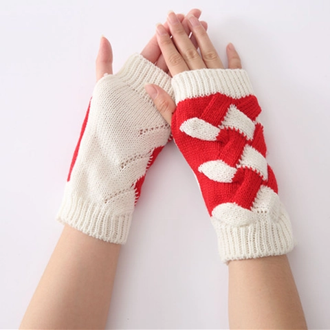 Unisex Winter Warm Gestrickte Fingerlose Handschuhe Zopfmuster Patchwork Halbfinger Handschuhe Atmungsaktive Weiche Armstulpen