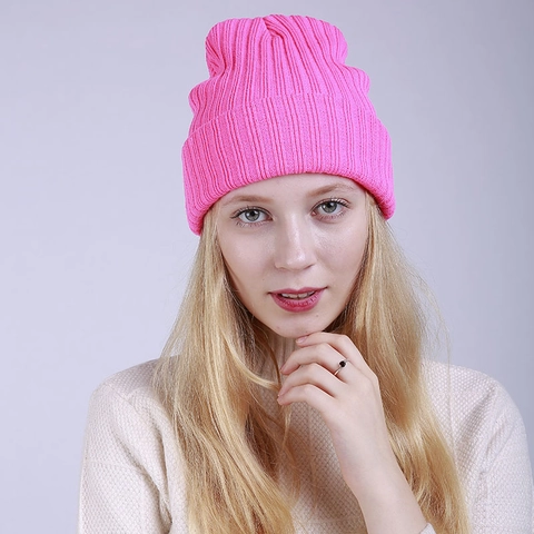 Unisex Πλεκτό Σκουφάκι Ριμπ 100% Ακρυλικό Με Ρεβέρ Χειμερινό Ζεστό Μαλακό Ελαστικό Καπέλο Σκι Για Άνδρες Γυναίκες Μονόχρωμο Κάθετες Ρίγες