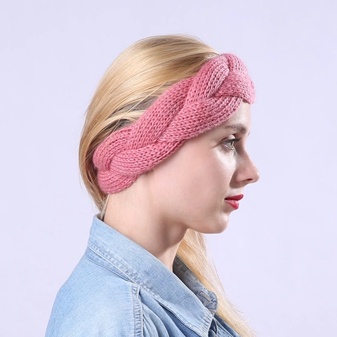 Women Cable Knit Headband Acrylic Winter Warm Ear Warmer Hair Band Thick Braid Headwrap Casual Headwear Hair Accessories