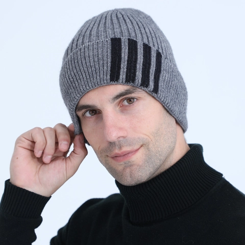 Berretto In Maglia Da Uomo Misto Lana Acrilica Caldo Inverno Berretto A Righe Ciclismo All Aperto Per Uomo