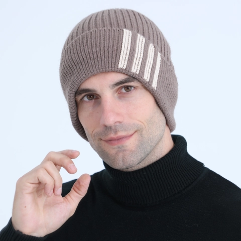Berretto In Maglia Da Uomo Misto Lana Acrilica Caldo Inverno Berretto A Righe Ciclismo All Aperto Per Uomo