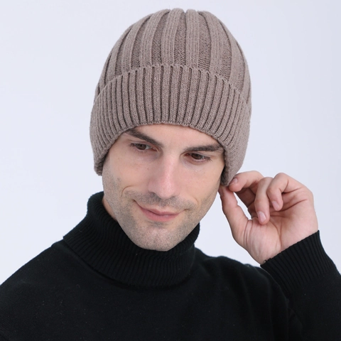 Unisex Winter Verdickte Strickmütze Beanie Wollmischung Fleece Gefüttert Warm Gerippt Skull Cap Outdoor Radfahren Gehörschutz Kopfbedeckung