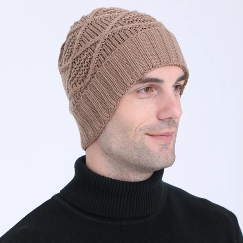 Unisex Jacquard Diamond Pattern Knit Beanie Winter Warm Acrylic Skull Cap For Men Women Casual Outdoor Cycling Windproof Hat