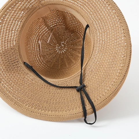 Women's Elegant Cotton Thread Knitted Sun Hat Foldable Wide Brim Breathable Summer Beach Travel Mother Grandma Flower Hat