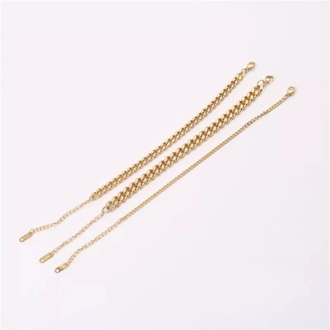 Tobillera de Moda de Acero Inoxidable Chapado en Oro de 18K Eslabón Cubano para Mujer Cadena Gruesa Joyería de Pies