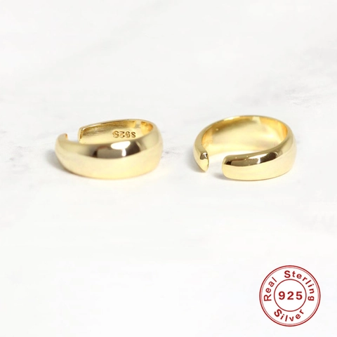 925 Sterling Zilver Oormanchet Voor Vrouwen Goud Zilver Verguld Minimalistische Brede Gladde Oorbellen Zonder Gaatjes Geometrische Sieraden