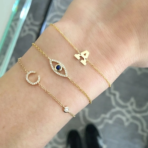 925 Sterling Zilver Boze Oog Armband Voor Dames Verguld Turks Blauw Oog Zirkonia Verstelbare Ketting Sieraden Elegant Cadeau