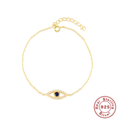 925 Sterling Zilver Boze Oog Armband Voor Dames Verguld Turks Blauw Oog Zirkonia Verstelbare Ketting Sieraden Elegant Cadeau
