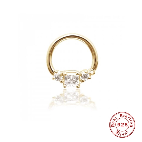 925 Sterling Zilver Zirkonia Oorknoppen Voor Vrouwen Geometrische Kraakbeen Piercing Neusring Goud Platina Vergulde Sieraden