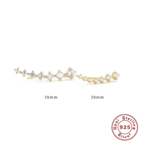 925 Sterling Silver Zircon Stud Earrings Geometric Line Ear Crawler Crawler Earrings For Women Fashion Jewelry Daily Wear Gift Gold Silver