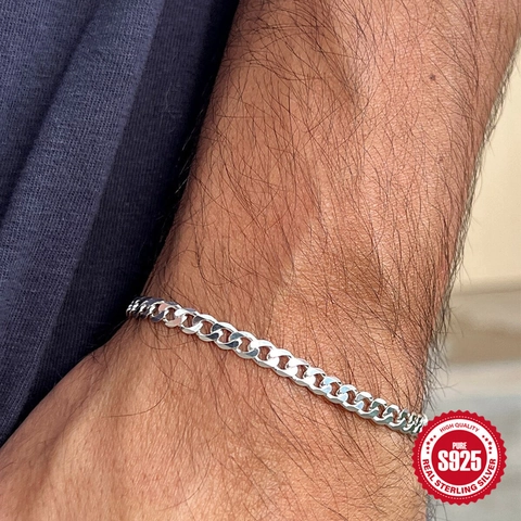 925 Sterling Silber Kubanische Gliederkette Armband Für Damen Gold Silber Plattiert Minimalistisch Einfache Kette Armband Klassischer Schmuck Geschenk