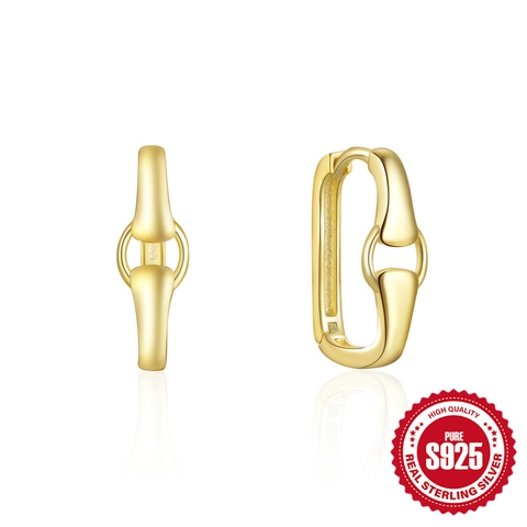 Minimalist 925 Sterling Silver U-Shaped Hoop Earrings Geometric Electroplated Fashion Jewelry Gift For Women
