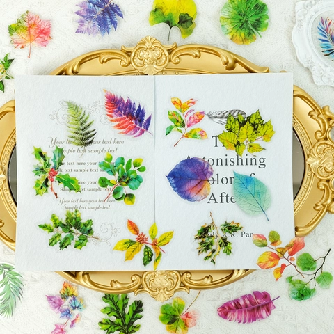 Vintage Impermeabile PET Trasparente Pianta Foglia Adesivi Per Journal Scrapbooking Planner Decorativo Botanico Natura Adesivo