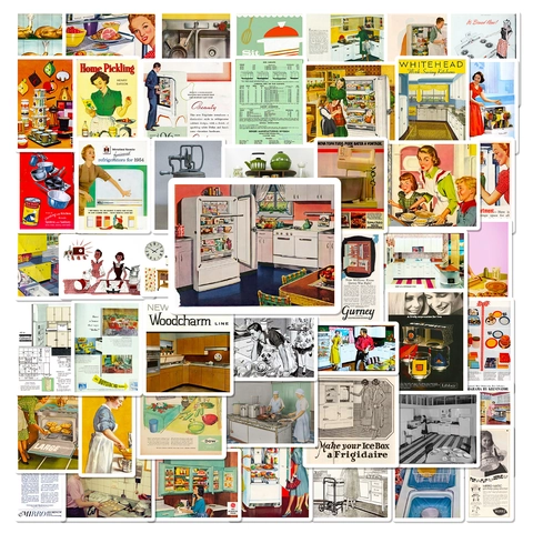 Adesivi per Poster da Cucina Vintage Americani Illustrazioni Pubblicitarie Mid Century per Laptop Scrapbook Diario Decorazione DIY