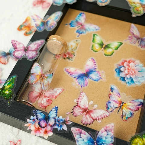 Vintage Realistic PET Butterfly Stickers Waterproof Transparent Decorative Decals For Scrapbooking Journaling DIY Art Crafts