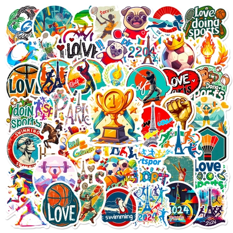 Autocollants Décoratifs Thème Sport Paris 2024 Pour Valise Ordinateur Bouteille d'eau Décalcomanies Graffiti PP Imperméables