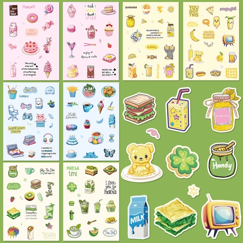 Mignons Autocollants de Dessin Animé Imperméable PP Décalcomanies Décoratives Pour Scrapbooking Journaling Bricolage Papeterie Thèmes Multiples