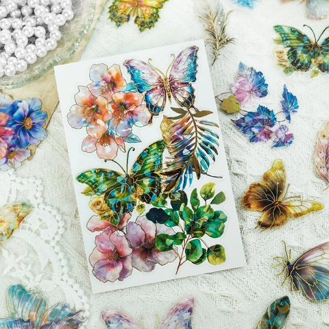 30 Piezas PET Estampado en Oro Vintage Flor Hoja Pegatinas Impermeable Floral Scrapbooking Pegatinas Para Diario DIY