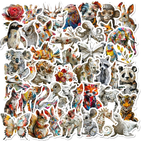 Autocollants Animaux Art de Journal Décalcomanies de Style Collage Imperméables pour Scrapbooking Carnet Ordinateur Déco DIY