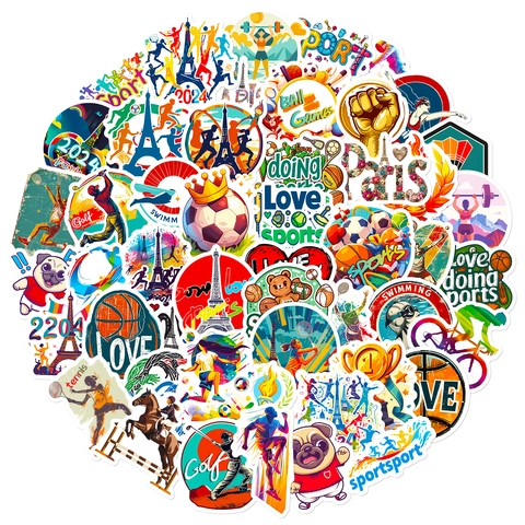 Autocollants Décoratifs Thème Sport Paris 2024 Pour Valise Ordinateur Bouteille d'eau Décalcomanies Graffiti PP Imperméables