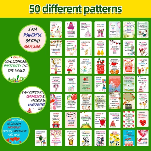 Inspirational Affirmation Cards With Quotes Hand Drawn Illustrations For Kids Students Positive Energy Postcards Office Gifts