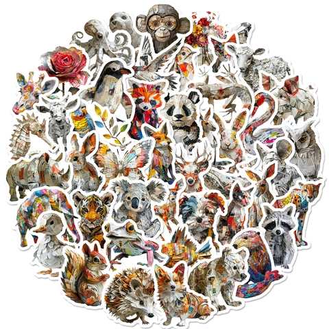 Autocollants Animaux Art de Journal Décalcomanies de Style Collage Imperméables pour Scrapbooking Carnet Ordinateur Déco DIY