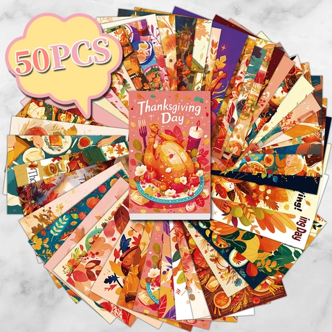 Cartoline Decorative del Ringraziamento Con Motivi di Tacchino Zucca Foglia di Acero Tema Raccolto Carte in Carta Patinata per Decorazione Parete