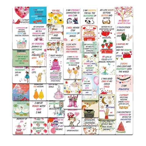 Inspirational Affirmation Cards With Quotes Hand Drawn Illustrations For Kids Students Positive Energy Postcards Office Gifts