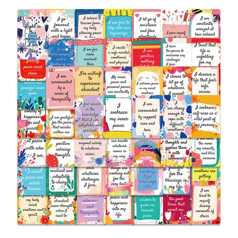 Carte di Affermazione Positiva Con Citazioni Motivazionali Motivi Artistici Colorati Cura di Sé Supporto Salute Mentale Biglietti Auguri