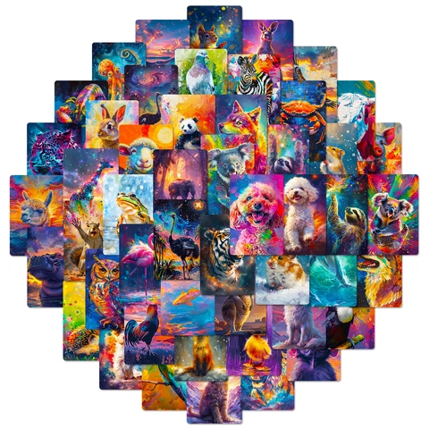 Colorful Aurora Animal Stickers Brilliant Starry Sky Cool Future Tech Graffiti Sticker For Laptop DIY Journaling Stationery
