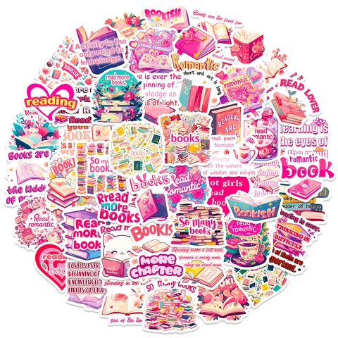 Rosa Lesebuch Ästhetik Aufkleber Mädchen Herz Bookish Decals Für Laptop Notizbuch Scrapbooking Journal Dekoration Geschenk
