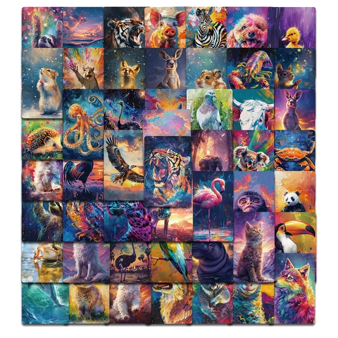 Colorful Aurora Animal Stickers Brilliant Starry Sky Cool Future Tech Graffiti Sticker For Laptop DIY Journaling Stationery