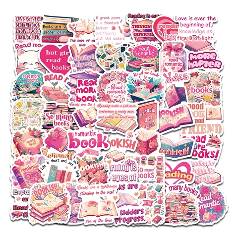Rosa Lesebuch Ästhetik Aufkleber Mädchen Herz Bookish Decals Für Laptop Notizbuch Scrapbooking Journal Dekoration Geschenk