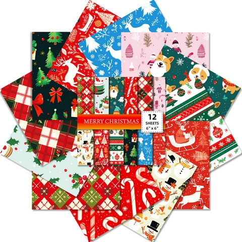 Carta Decorativa per Scrapbooking a Tema Natalizio per Creazione di Biglietti DIY Carta per Sfondo Diario Motivi Babbo Natale