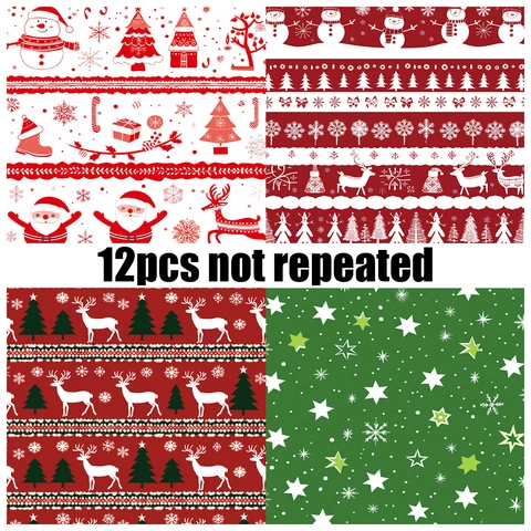 Christmas Scrapbook Paper Pad Multicolor Snowflake Reindeer Snowman Patterns For DIY Journaling Crafting Background Paper