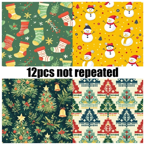 Weihnachten Scrapbook Papier Set Beschichtetes Offsetpapier Schneemann Lebkuchenmann Rentier DIY Kartenherstellung Dekorpapier Feiertagsmaterial