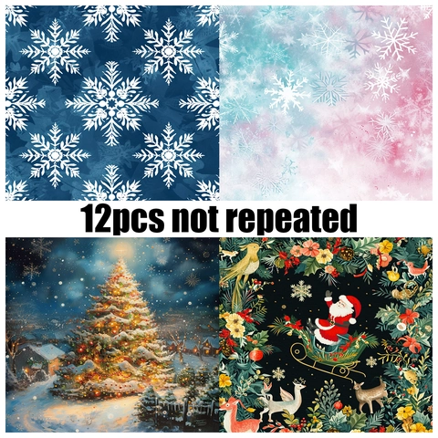 Christmas Scrapbooking Paper Winter Holiday Theme DIY Decorative Paper Pack For Journaling Card Making Scrapbook Decor