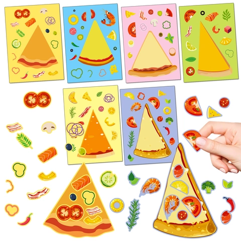 DIY Pizza Pegatinas Juguetes Para Niños Comida Creativa Rompecabezas Pegatina Montessori Aprendizaje Temprano Educativo Artesanía Hecha A Mano Decoración Multicolor