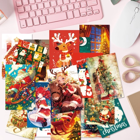 Festliche Weihnachts-Postkarten Schneeflocke Schneemann Wanddekoration Grußkarten Für Feiertagsparty Heimdekoration