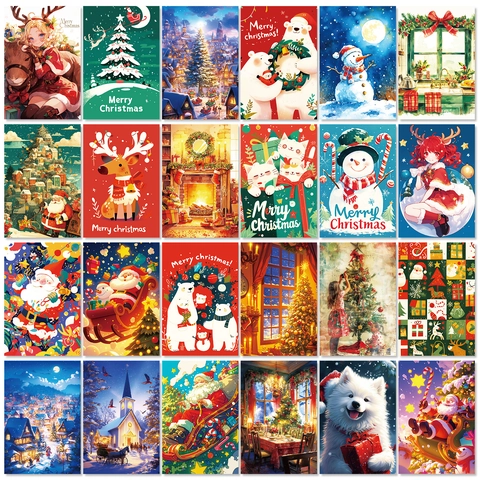 Festliche Weihnachts-Postkarten Schneeflocke Schneemann Wanddekoration Grußkarten Für Feiertagsparty Heimdekoration
