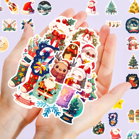 Weihnachten Cartoon Aufkleber Wasserdichte PVC Decals Weihnachtsmann Schneemann Rentier Für DIY Scrapbook Laptop Journal Dekor