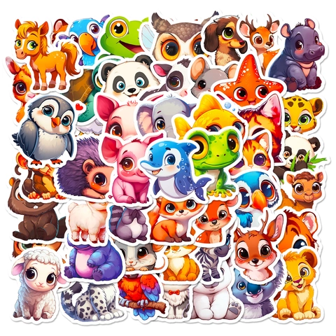 Simpatici Adesivi per Animali Cartoni Animati per Bambini Regalo di Compleanno Adesivi in Vinile Impermeabili per Laptop Bottiglia d'Acqua Chitarra Decorazione Fai-da-Te Forniture Scolastiche