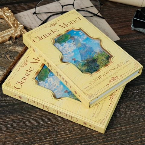Claude Monet Kunst Hardcover Notizbuch Vintage Impressionismus Ölgemälde Frau Mit Dem Sonnenschirm Tagebuch Schreibwaren